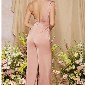 SHEIN Asymmetrical Neck Satin Jumpsuit